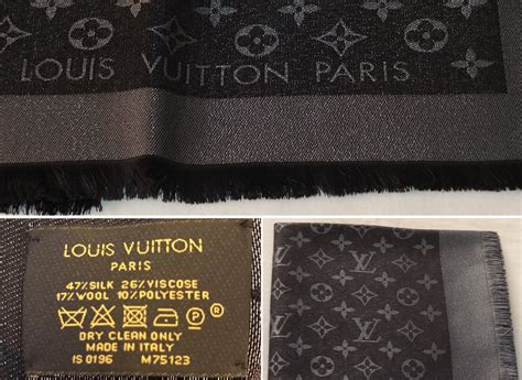 real vs fake grey louis vuitton monogram scarf|authentic Louis Vuitton scarf identification.